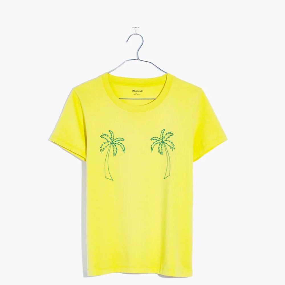 Madewell Yellow Palm Tree Short Sleeve Tee